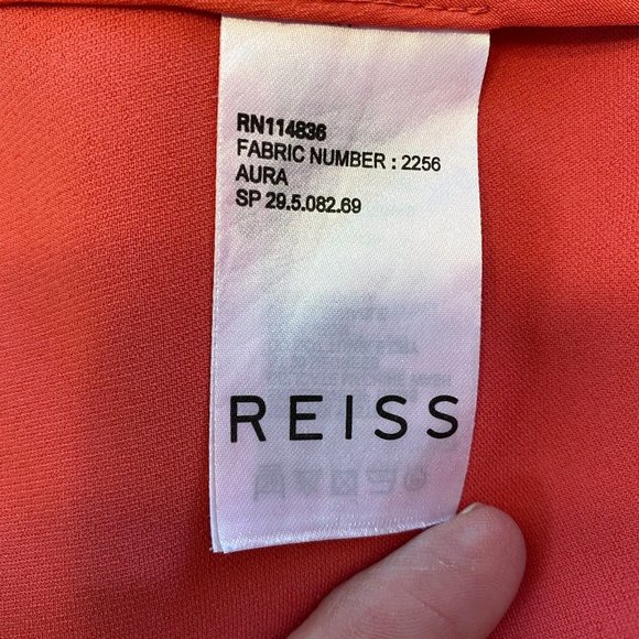 Reiss Mini Dress 8 Coral Pink Aura Stitch Detail Sleeveless Back Zip Cocktail - Picture 8 of 9